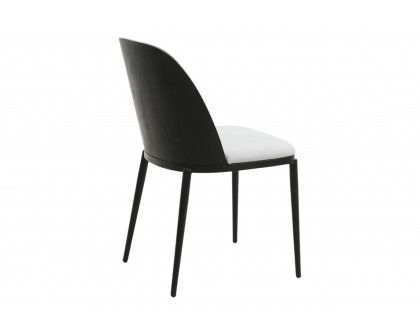 LeisureMod Tule Mid-Century Modern Dining Side Chair with Powder-Coated Steel Frame - Black/Platinum Blue