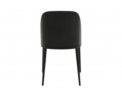 LeisureMod Tule Mid-Century Modern Dining Side Chair with Powder-Coated Steel Frame - Black/Platinum Blue