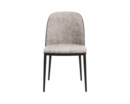 LeisureMod Tule Mid-Century Modern Dining Side Chair with Powder-Coated Steel Frame - Black/Charcoal