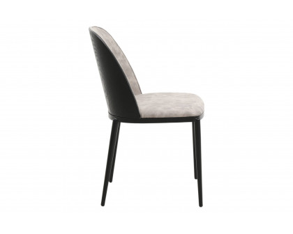 LeisureMod Tule Mid-Century Modern Dining Side Chair with Powder-Coated Steel Frame - Black/Charcoal