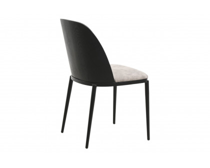 LeisureMod Tule Mid-Century Modern Dining Side Chair with Powder-Coated Steel Frame - Black/Charcoal