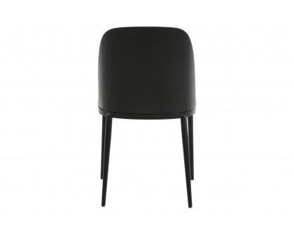 LeisureMod Tule Mid-Century Modern Dining Side Chair with Powder-Coated Steel Frame - Black/Charcoal