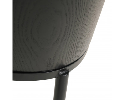 LeisureMod Tule Mid-Century Modern Dining Side Chair with Powder-Coated Steel Frame - Black/Charcoal