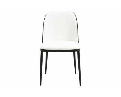 LeisureMod Tule Mid-Century Modern Dining Side Chair with Powder-Coated Steel Frame - Black/White