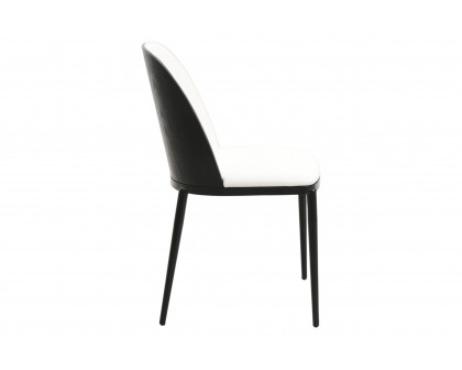 LeisureMod Tule Mid-Century Modern Dining Side Chair with Powder-Coated Steel Frame - Black/White