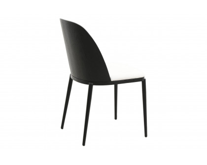 LeisureMod Tule Mid-Century Modern Dining Side Chair with Powder-Coated Steel Frame - Black/White