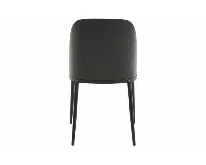 LeisureMod Tule Mid-Century Modern Dining Side Chair with Powder-Coated Steel Frame - Black/White