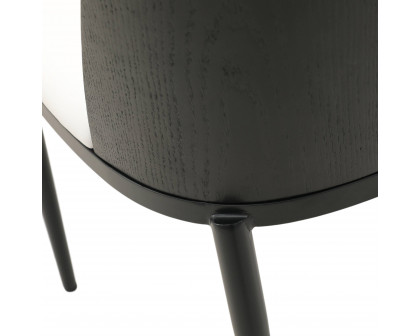 LeisureMod Tule Mid-Century Modern Dining Side Chair with Powder-Coated Steel Frame - Black/White