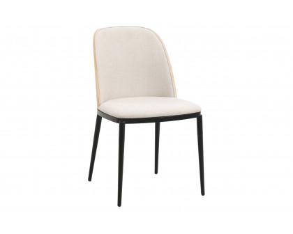 LeisureMod Tule Mid-Century Modern Dining Side Chair with Powder-Coated Steel Frame