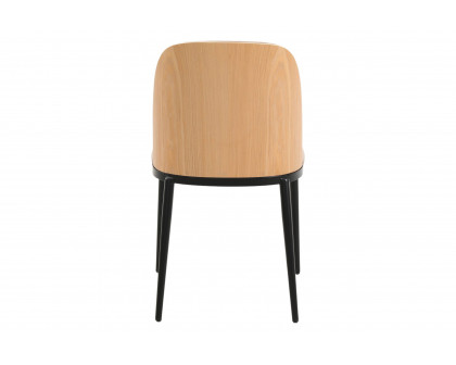 LeisureMod Tule Mid-Century Modern Dining Side Chair with Powder-Coated Steel Frame - Natural Wood/Brown