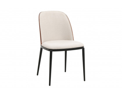 LeisureMod Tule Mid-Century Modern Dining Side Chair with Powder-Coated Steel Frame