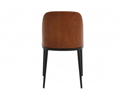 LeisureMod Tule Mid-Century Modern Dining Side Chair with Powder-Coated Steel Frame - Walnut/Beige