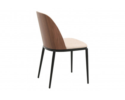 LeisureMod Tule Mid-Century Modern Dining Side Chair with Powder-Coated Steel Frame - Walnut/Light Brown