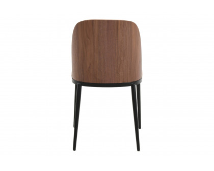 LeisureMod Tule Mid-Century Modern Dining Side Chair with Powder-Coated Steel Frame - Walnut/Light Brown