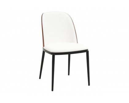 LeisureMod Tule Mid-Century Modern Dining Side Chair with Powder-Coated Steel Frame