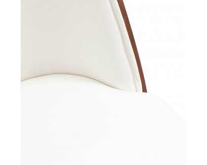 LeisureMod Tule Mid-Century Modern Dining Side Chair with Powder-Coated Steel Frame - Walnut/White