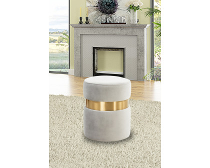 LeisureMod™ Troy 146" Round Velvet Ottoman - Light Gray