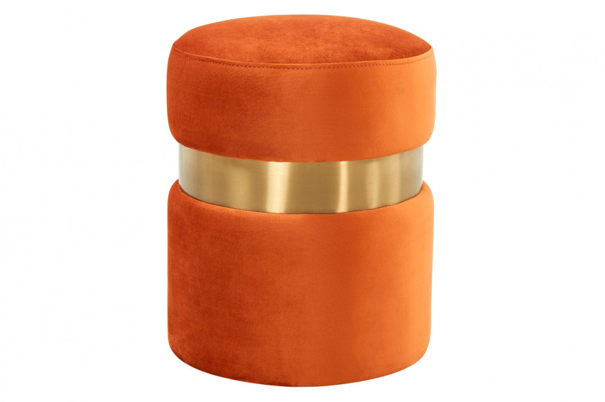 LeisureMod™ Troy 146" Round Velvet Ottoman - Orange/Marmalade