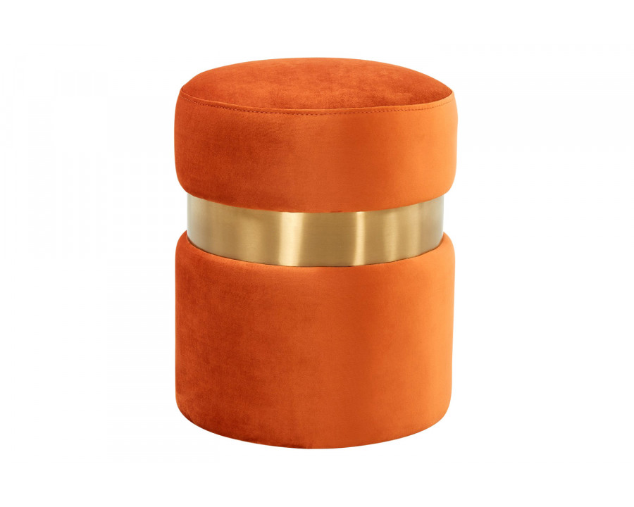 LeisureMod Troy 146" Round Velvet Ottoman - Orange/Marmalade