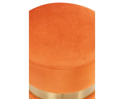 LeisureMod™ Troy 146" Round Velvet Ottoman - Orange/Marmalade