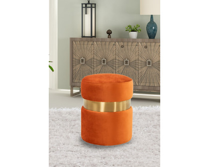 LeisureMod™ Troy 146" Round Velvet Ottoman - Orange/Marmalade