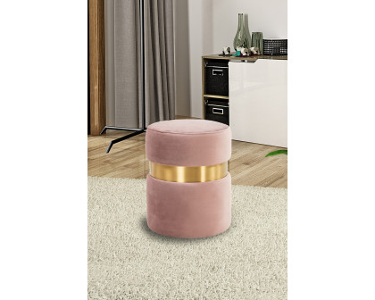 LeisureMod™ Troy 146" Round Velvet Ottoman - Pink