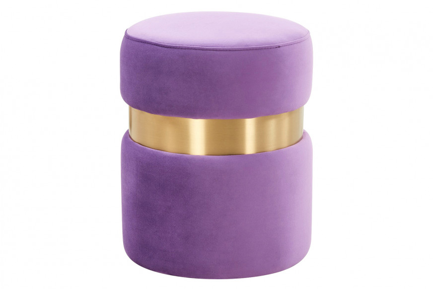 LeisureMod™ Troy 146" Round Velvet Ottoman - Purple