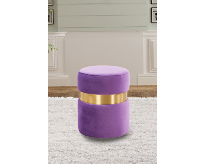 LeisureMod™ Troy 146" Round Velvet Ottoman - Purple