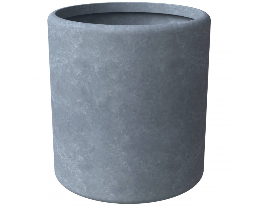 LeisureMod Tundra Modern 14" Round Planter Pot in Fiberstone - Aged Concrete