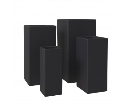 LeisureMod Terra Modern Square Planters Pot in Fiberstone and Clay (Set of 4)