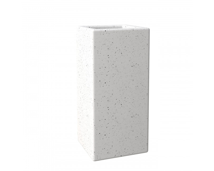 LeisureMod Terra Modern 20" Square Planter Pot in Fiberstone and Clay - Dotted White