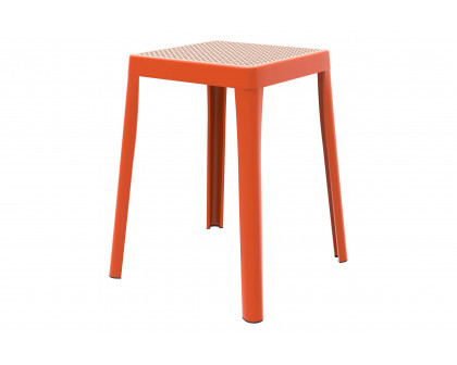 LeisureMod Tresse Mid-Century Modern Stackable Square Plastic Dining Stool with Wicker Top