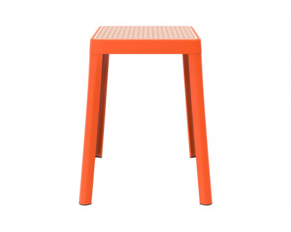 LeisureMod Tresse Mid-Century Modern Stackable Square Plastic Dining Stool with Wicker Top - Orange