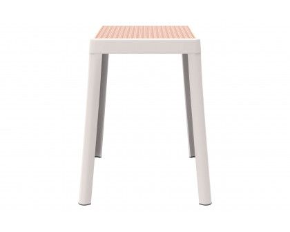 LeisureMod Tresse Mid-Century Modern Stackable Square Plastic Dining Stool with Wicker Top - White