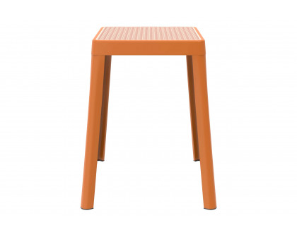 LeisureMod Tresse Mid-Century Modern Stackable Square Plastic Dining Stool with Wicker Top - Yellow