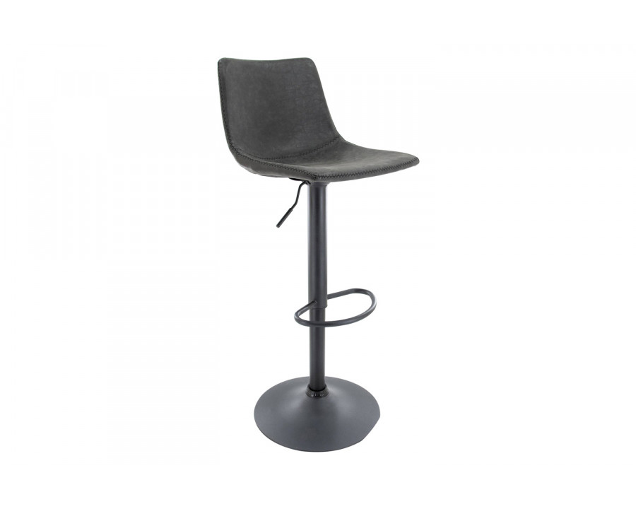 LeisureMod Tilbury Modem Adjustable Bar Stool with Footrest and 360-Degree Swivel - Charcoal/Black