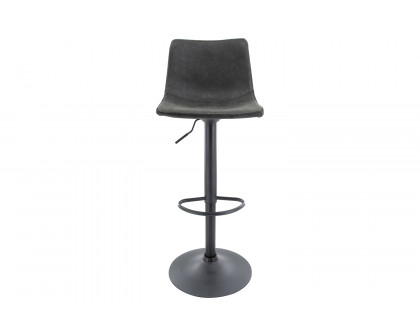 LeisureMod Tilbury Modem Adjustable Bar Stool with Footrest and 360-Degree Swivel - Charcoal/Black