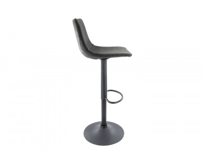 LeisureMod Tilbury Modem Adjustable Bar Stool with Footrest and 360-Degree Swivel - Charcoal/Black