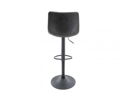 LeisureMod Tilbury Modem Adjustable Bar Stool with Footrest and 360-Degree Swivel - Charcoal/Black