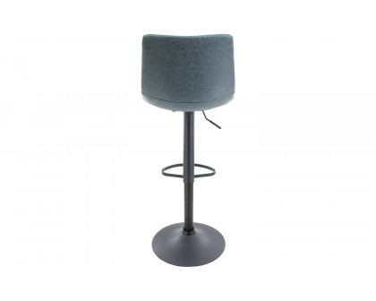 LeisureMod Tilbury Modem Adjustable Bar Stool with Footrest and 360-Degree Swivel - Peacock/Blue