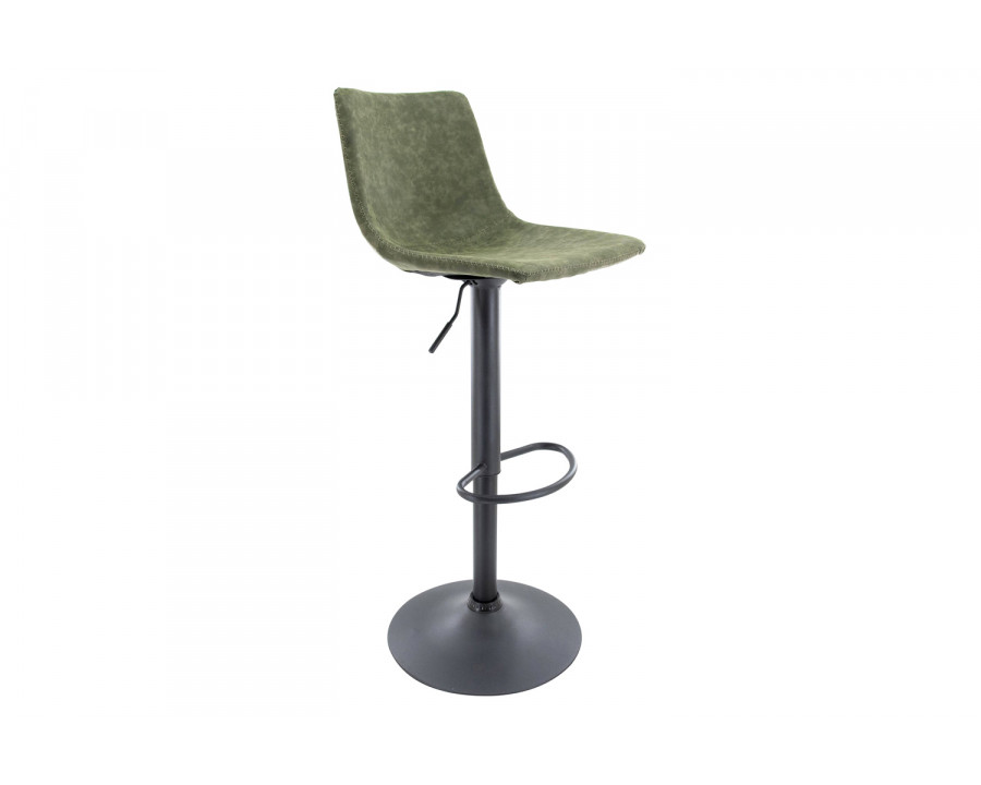 LeisureMod Tilbury Modem Adjustable Bar Stool with Footrest and 360-Degree Swivel - Olive Green