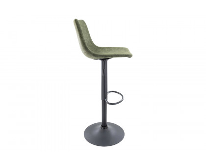 LeisureMod Tilbury Modem Adjustable Bar Stool with Footrest and 360-Degree Swivel - Olive Green