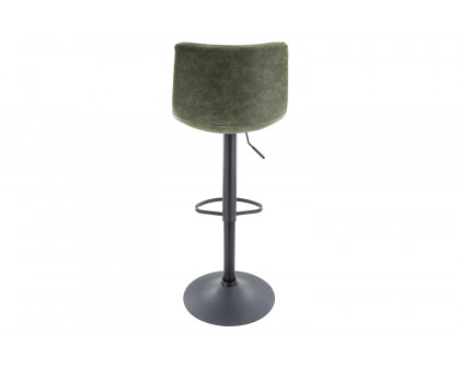 LeisureMod Tilbury Modem Adjustable Bar Stool with Footrest and 360-Degree Swivel - Olive Green