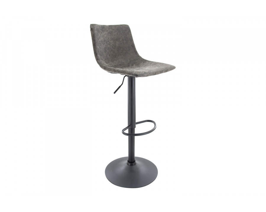 LeisureMod Tilbury Modem Adjustable Bar Stool with Footrest and 360-Degree Swivel - Gray