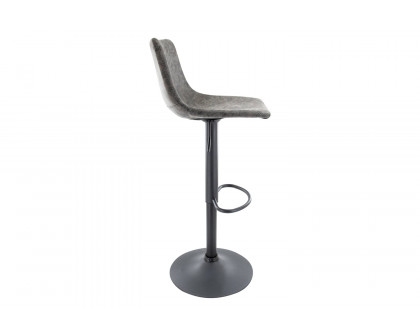 LeisureMod Tilbury Modem Adjustable Bar Stool with Footrest and 360-Degree Swivel - Gray