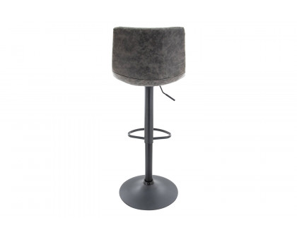 LeisureMod Tilbury Modem Adjustable Bar Stool with Footrest and 360-Degree Swivel - Gray