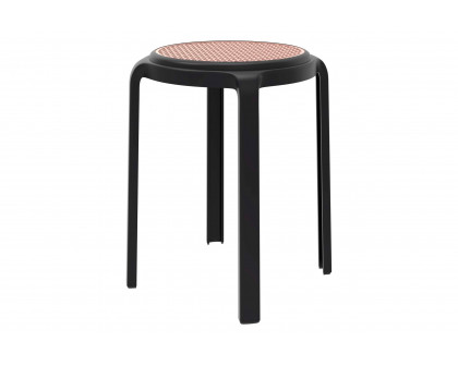 LeisureMod Tresse Mid-Century Modern Stackable Round Plastic Dining Stool