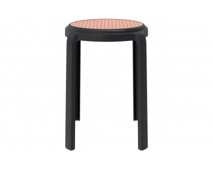 LeisureMod Tresse Mid-Century Modern Stackable Round Plastic Dining Stool - Black