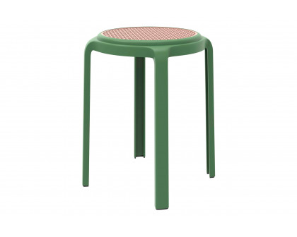 LeisureMod Tresse Mid-Century Modern Stackable Round Plastic Dining Stool