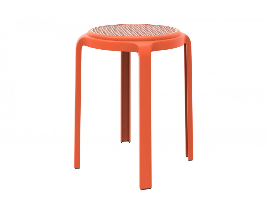 LeisureMod Tresse Mid-Century Modern Stackable Round Plastic Dining Stool - Orange